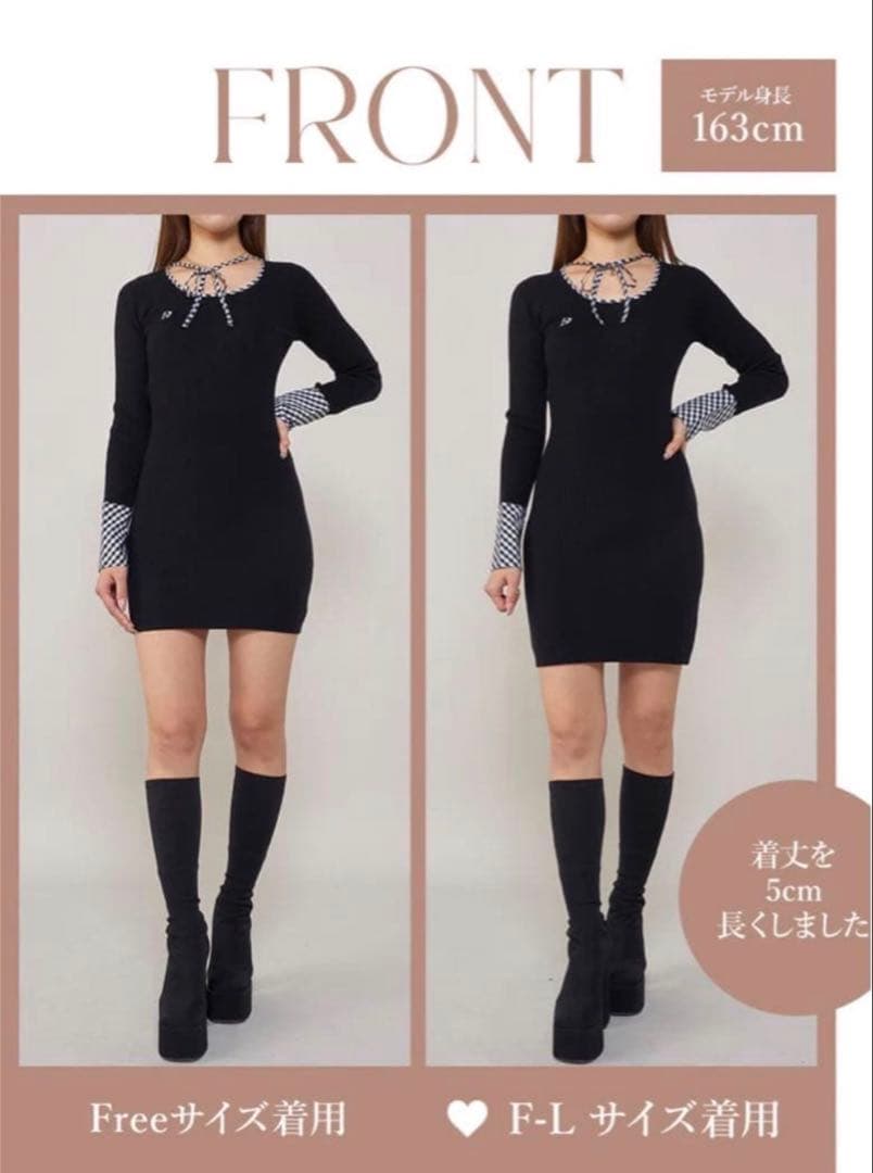 Darich ダーリッチ チェックリボンニットミニワンピース