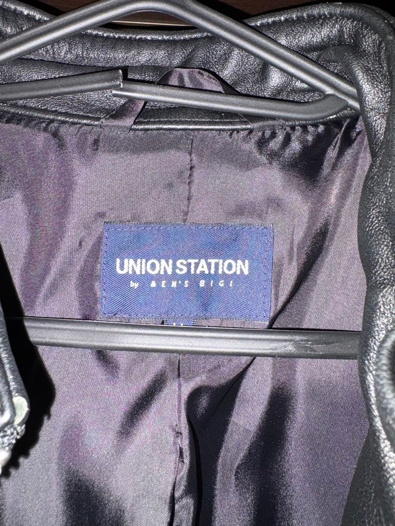UNION STATION ブラック シングルライダースジャケット
