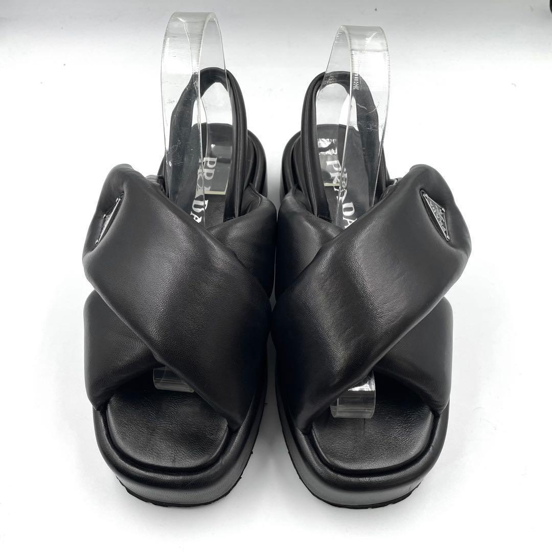 ICチップ内蔵 プラダ サンダル ソフトパテッドナッパレザー 三角プレート38