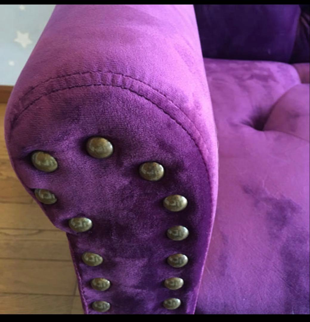 パープルベルベットソファ・ソファベッド