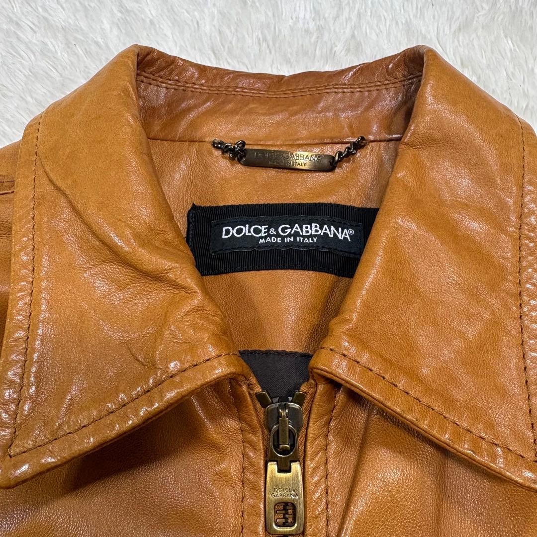 【至高の逸品】DOLCE&GABBANA ラムレザージャケット 46 キャメル