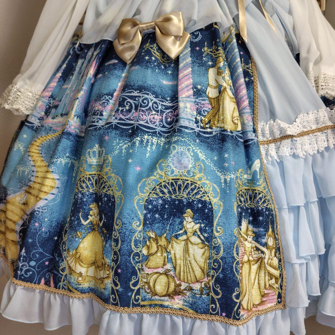 BABY ディズニー シンデレラワンピース カチューシャセット サックス 姫袖