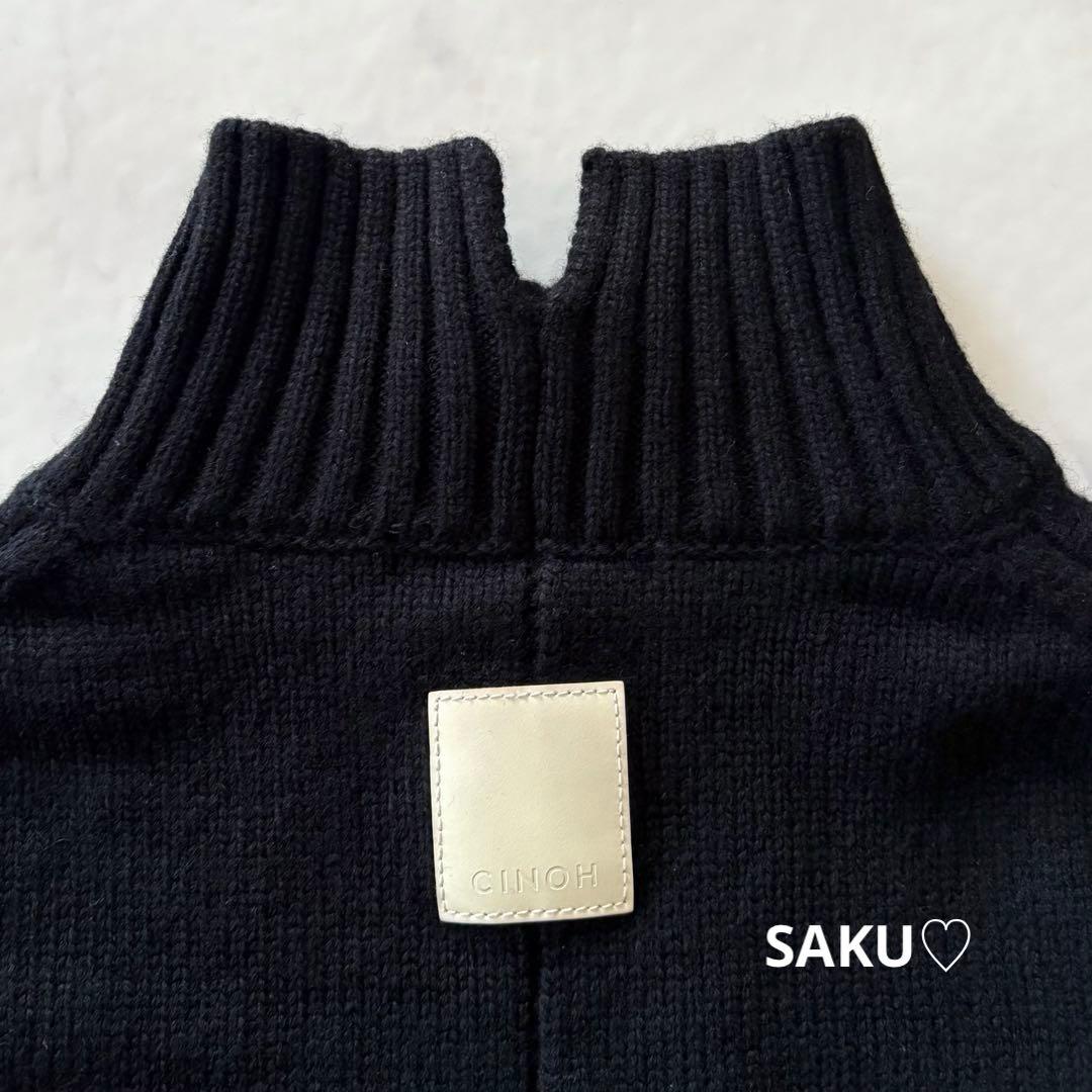 定価37400円 CINOH オーバーサイズ ハイネックニット 38 黒