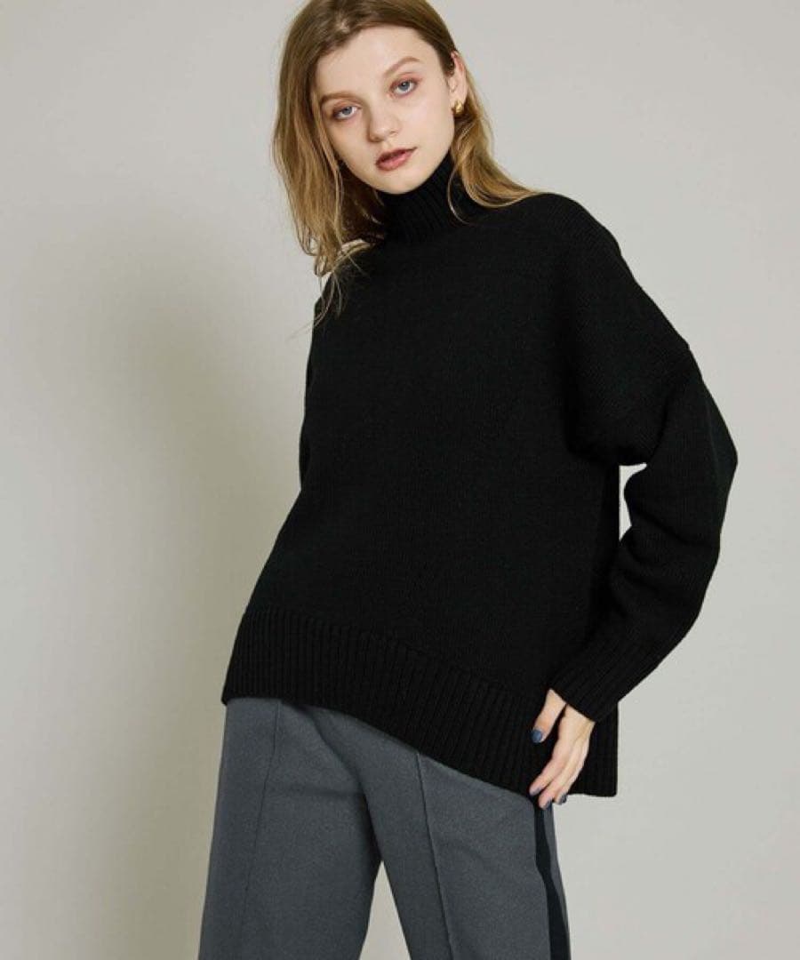 定価37400円 CINOH オーバーサイズ ハイネックニット 38 黒