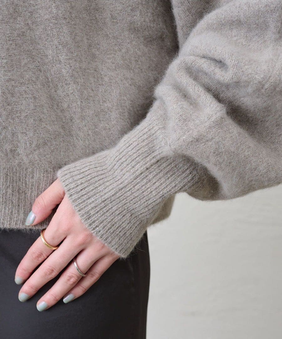 SHENERY ファーウールオフショルニット