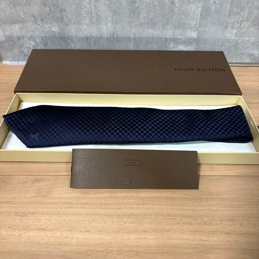 【極美品】ルイヴィトン LOUIS VUITTONマイクロダミエ シルクネクタイ
