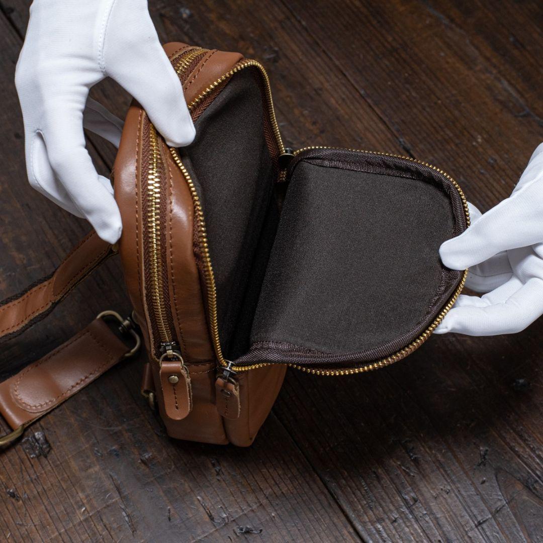 ワンショルダーバッグ ボディバッグ ウエストポーチ メンズ ブラウン 茶色