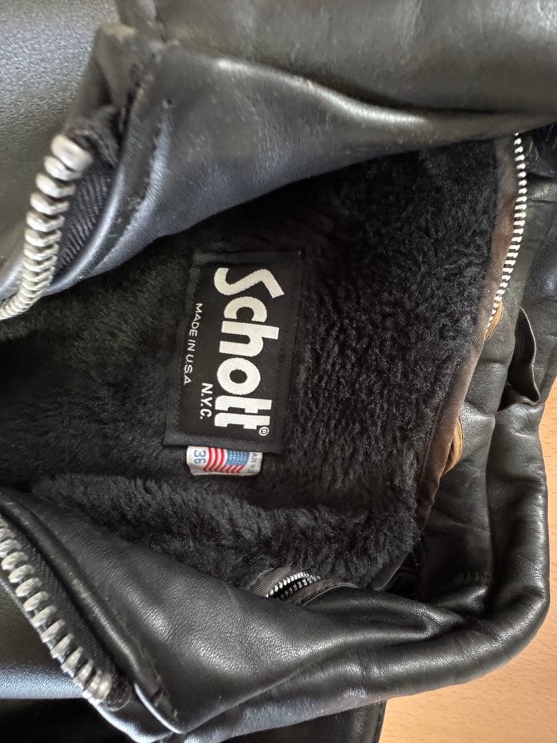 ショット　Schott ブラックレザーシングルライダースジャケット　36 M相当