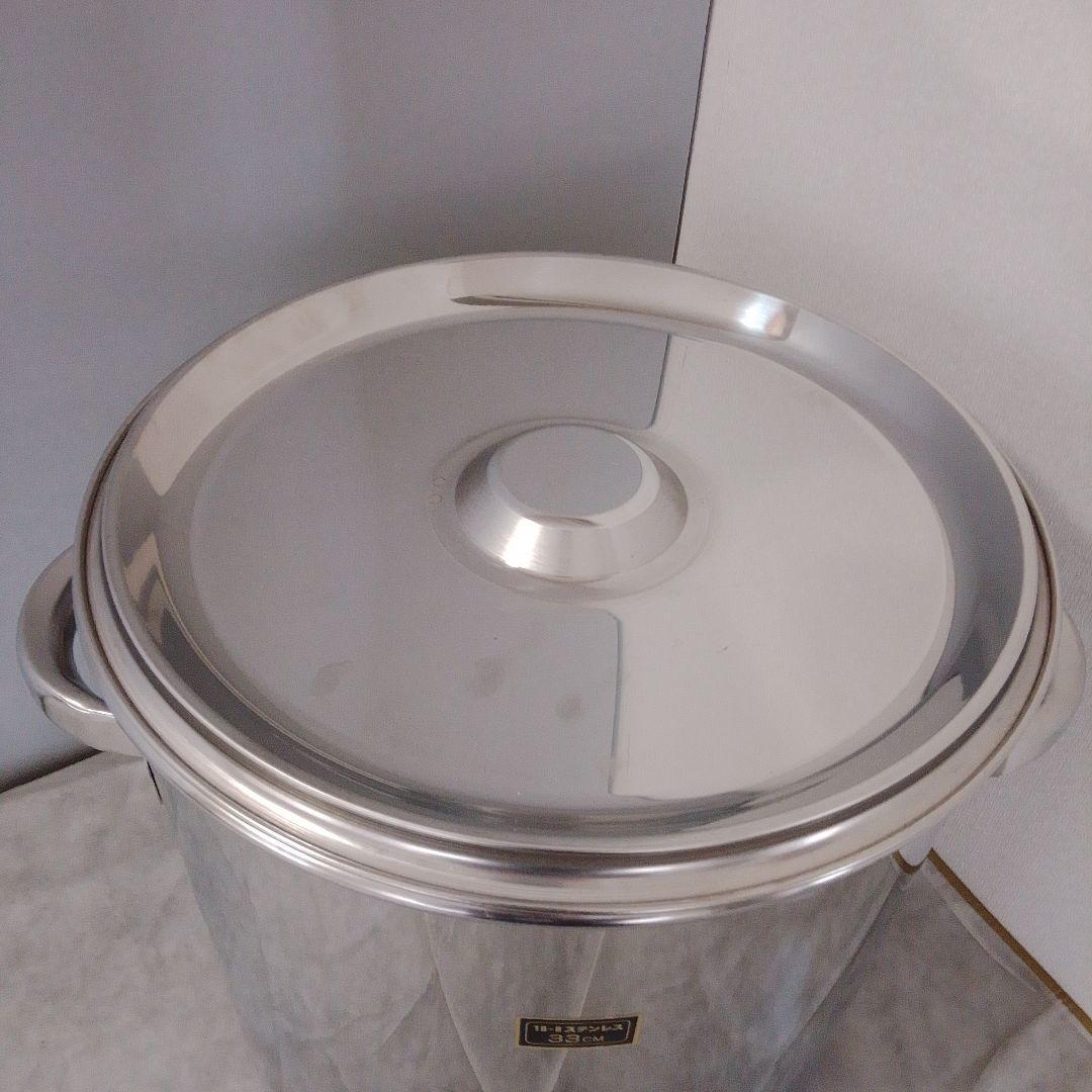 業務用 厚手18-8ステン寸胴鍋 蓋付き 33cm 26L 3.4kg 草木染め