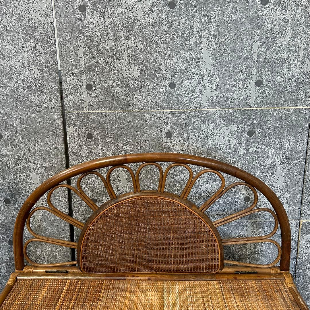 ꧁籐家具꧂収納付ラタンベンチ 長椅子 いす イス チェア スペース 昭和レトロ