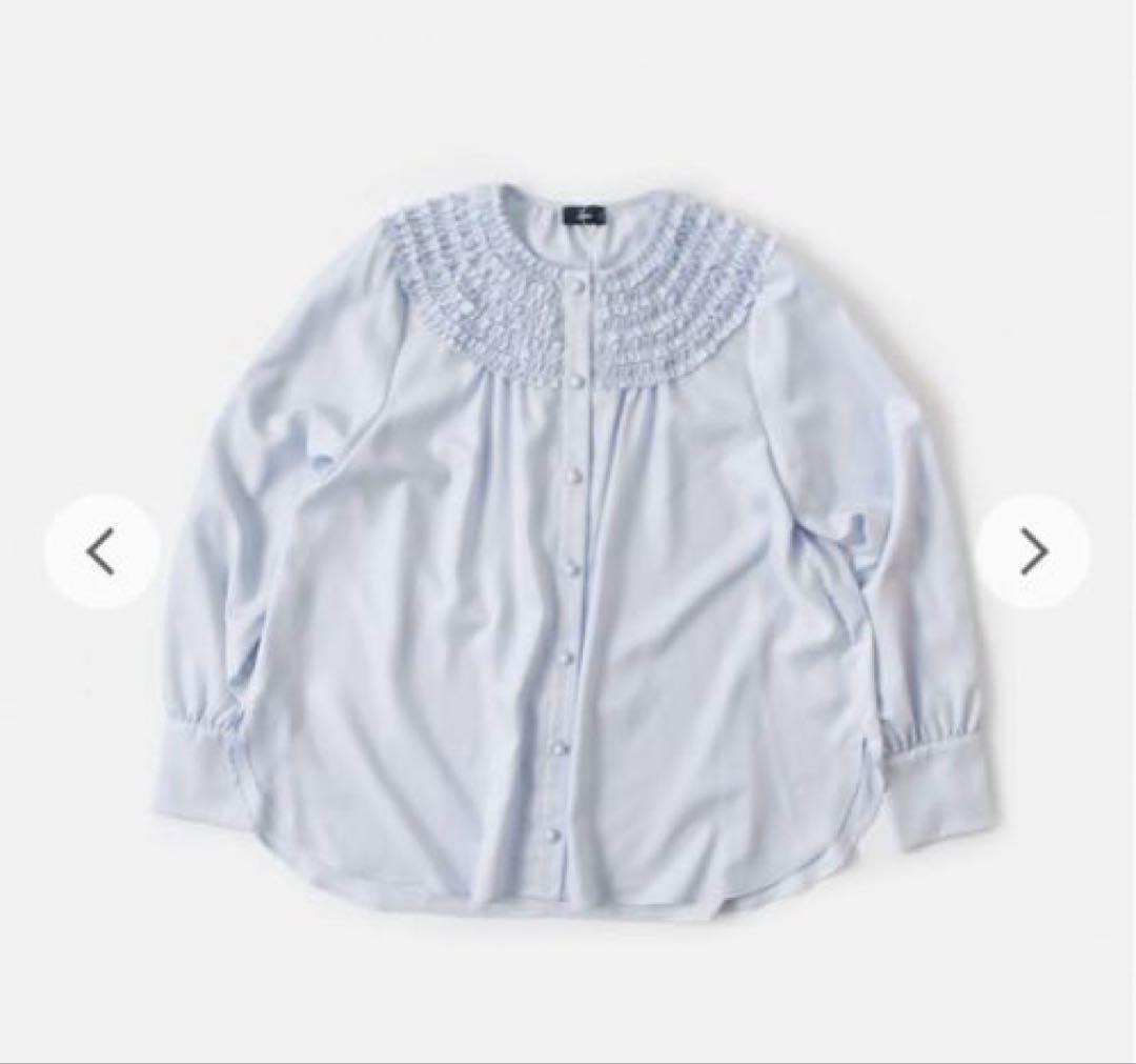 ✨新品❤️✨SONO ウォッシャブル ちびフリル 長袖 ブラウス ライトブルー　M