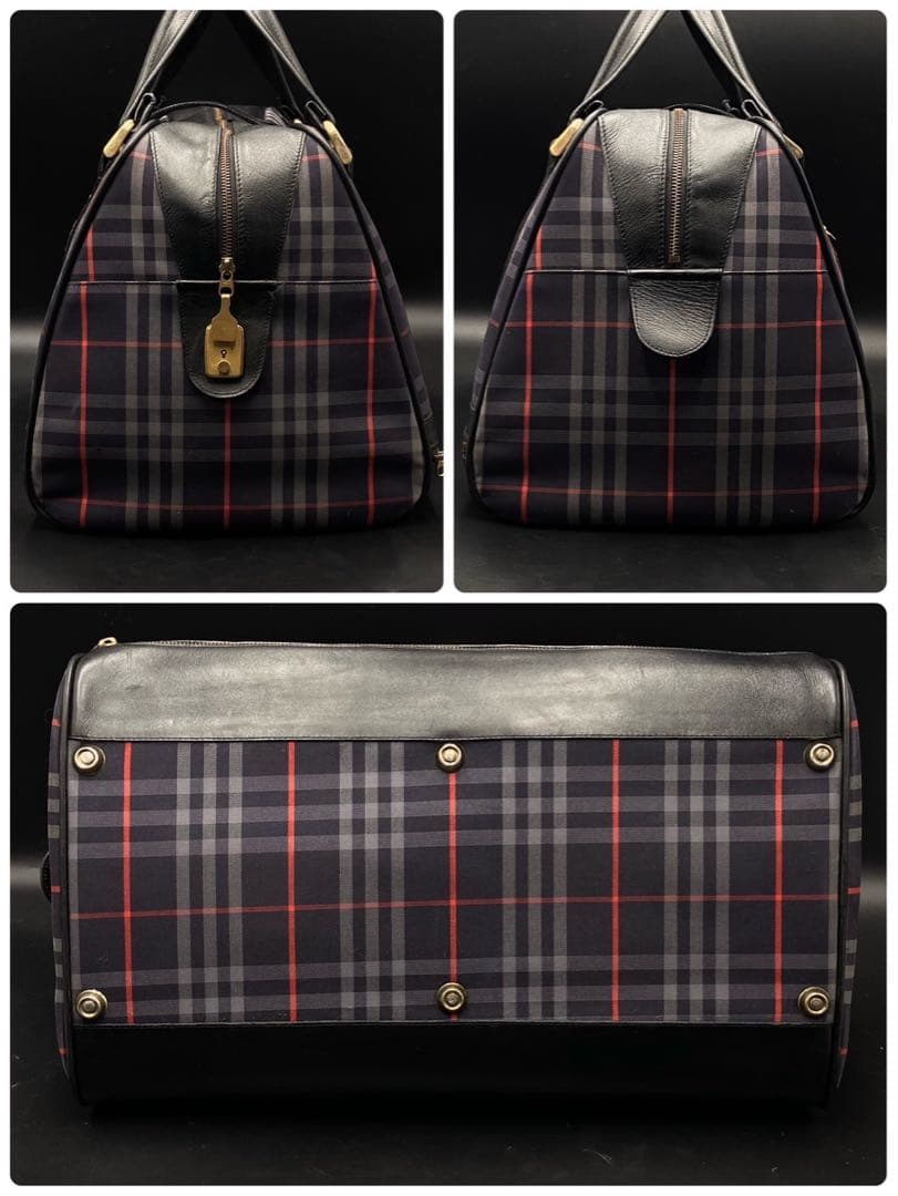 バーバリー ノバチェック ボストンバッグ ネイビー ブラック