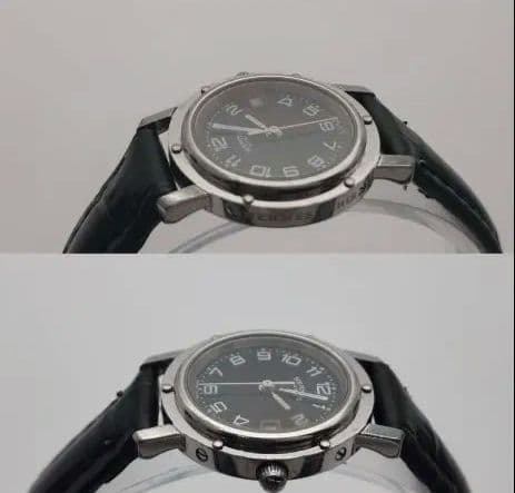 エルメス HERMES クリッパー　CL4.210 稀少BLK文字盤 新品ベルト