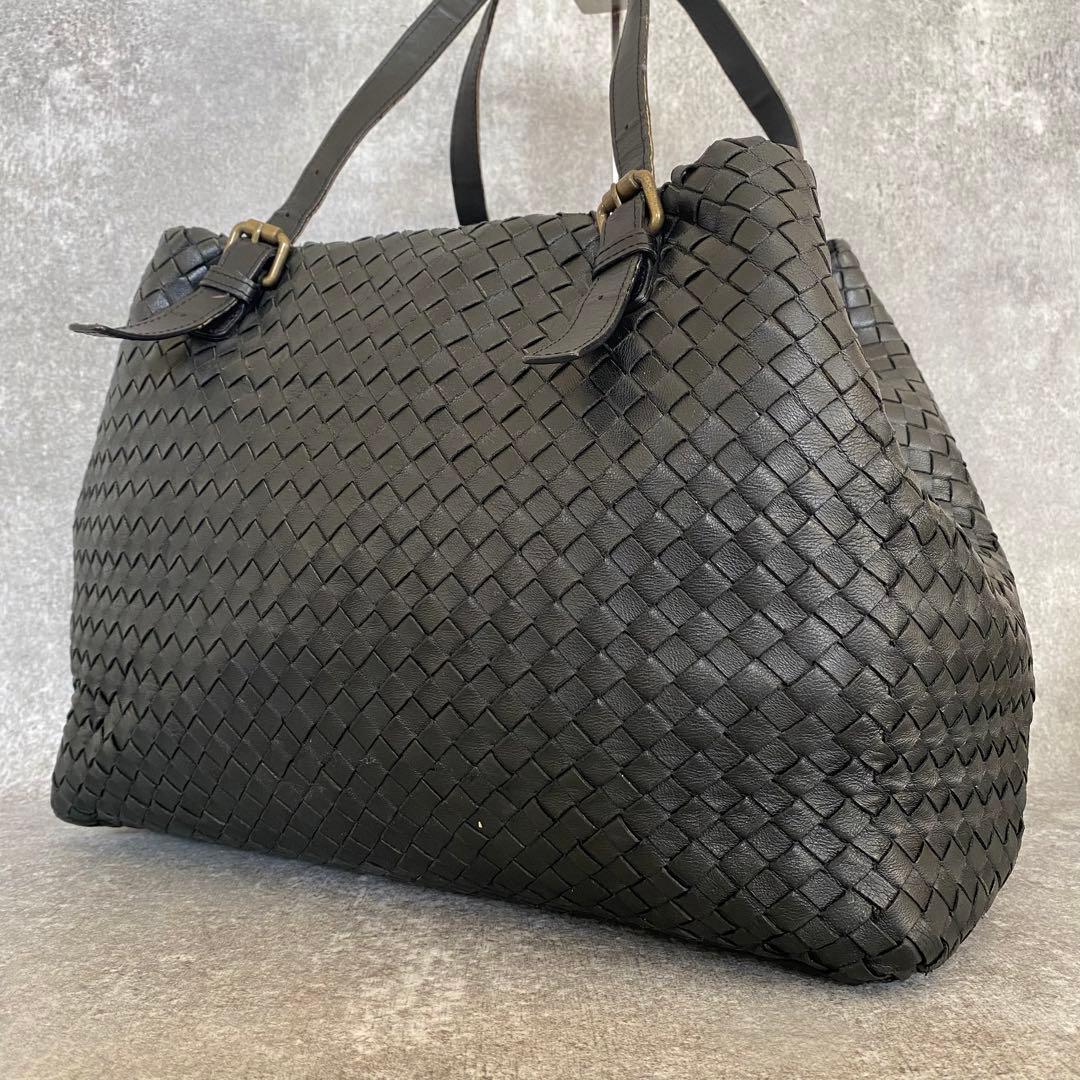 ボッテガヴェネタ チェスタ トートバッグ イントレチャート　ブラック　黒　肩がけ