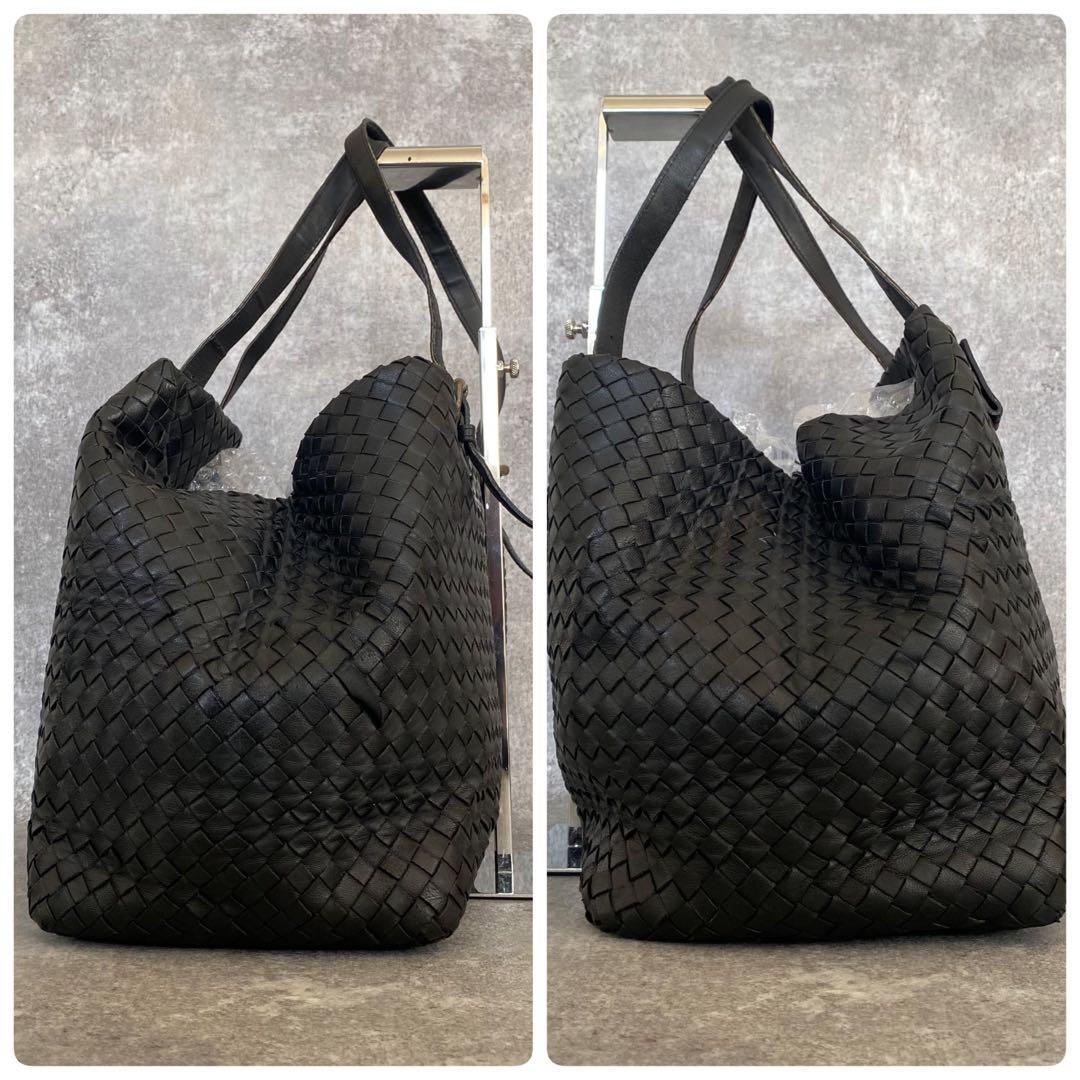 ボッテガヴェネタ チェスタ トートバッグ イントレチャート　ブラック　黒　肩がけ