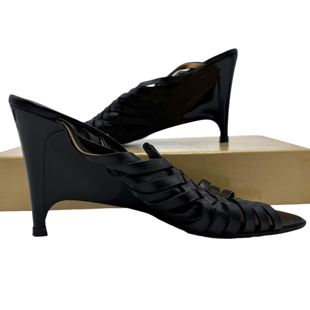 ボッテガヴェネタ イントレチャート サンダル ミュール 39 黒 レザー