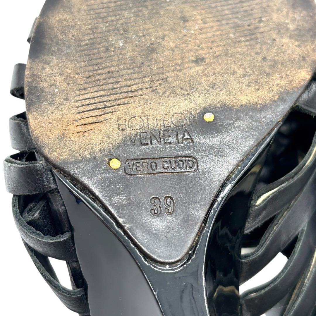 ボッテガヴェネタ イントレチャート サンダル ミュール 39 黒 レザー