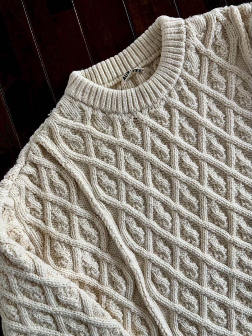 AURALEE/美品 19AW メリノウール ケーブルニット アイボリー 1