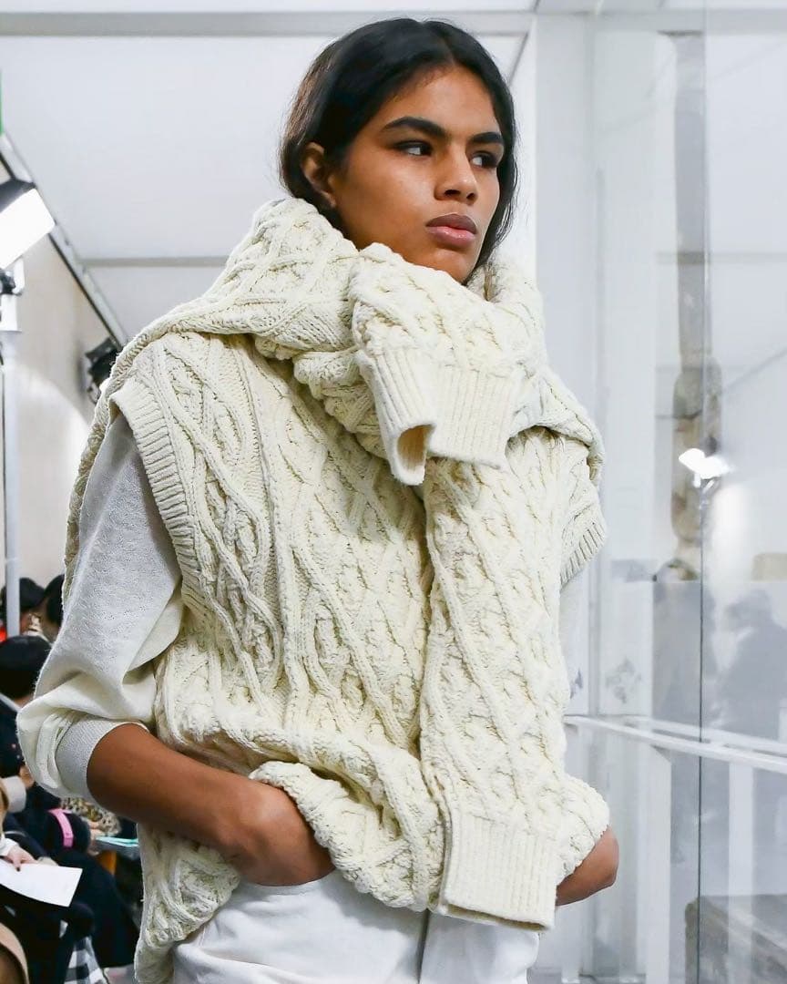 AURALEE/美品 19AW メリノウール ケーブルニット アイボリー 1