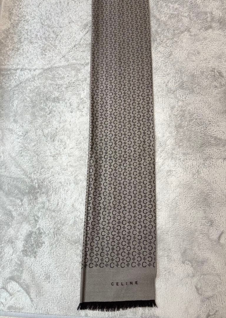 セリーヌ CELINE 薄手マフラー ショール ブラウン ウール100%