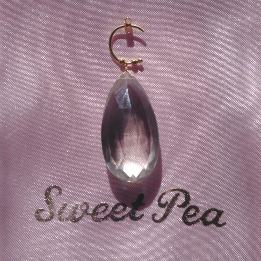 【※激レア商品※】大粒3.5㎝ペアシェイプグリーンクォーツの1.4㎝フープピアス