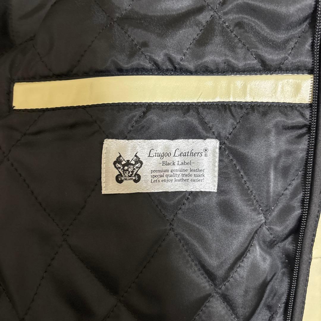 リューグーレザーズ　馬革シングルライダース　アイボリー　ストライプ　 Mサイズ