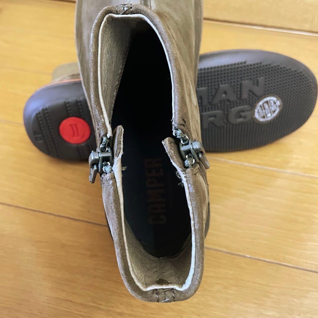 未使用品 カンペール Beetle ショートブーツ　スエード　ダブルジップ