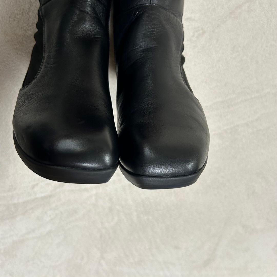 未使用品‼︎【fitfit】レザー　ロング　ブーツ　サイドジップ　黒　23.0