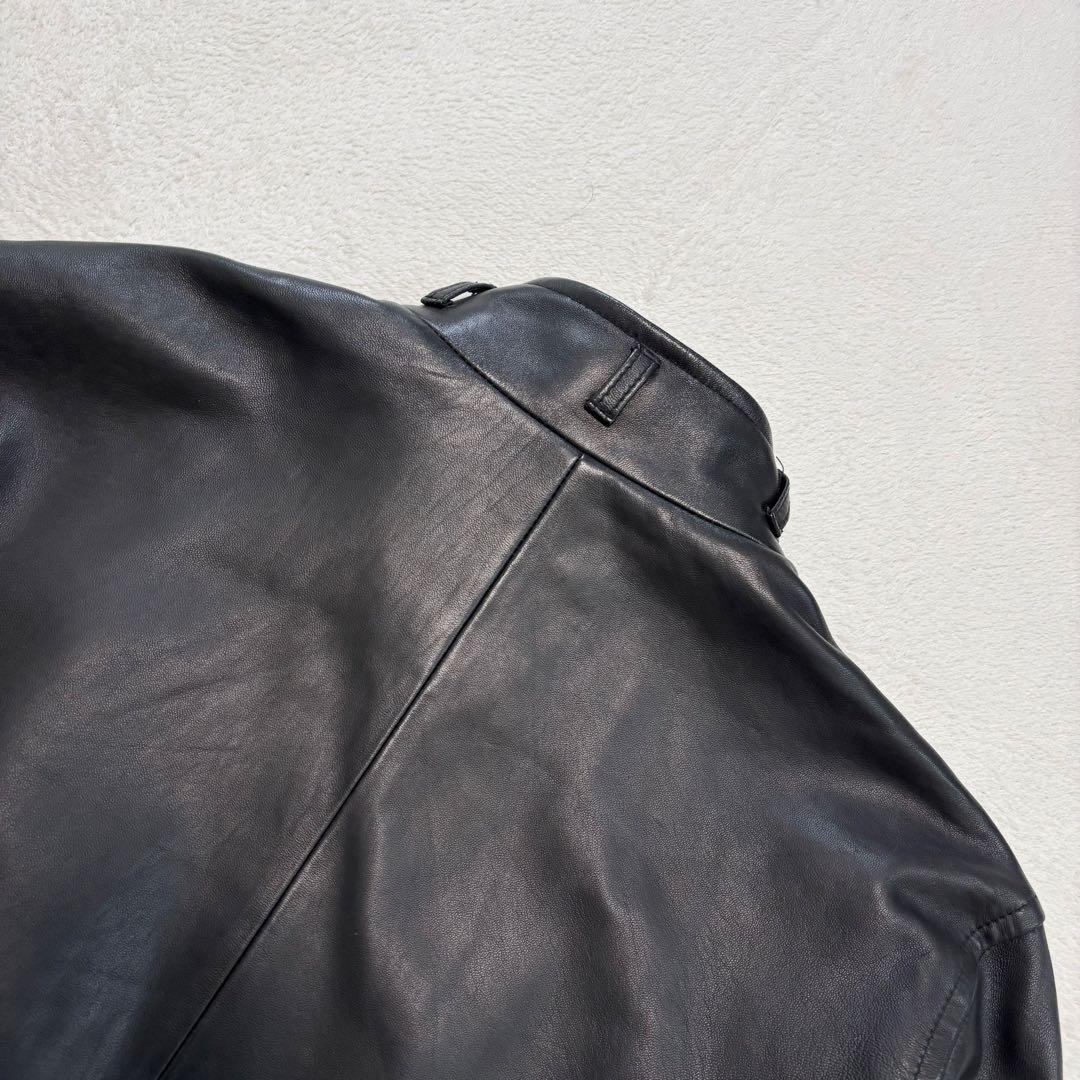 極美品 バラシ レザージャケット シングルライダース ラムレザー ブラック