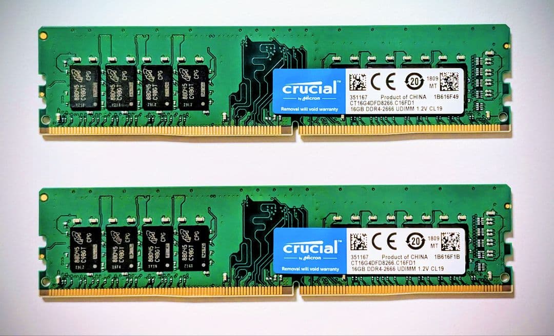 32GB Crucial デスクトップ用メモリ DDR4-2666 16GB×2