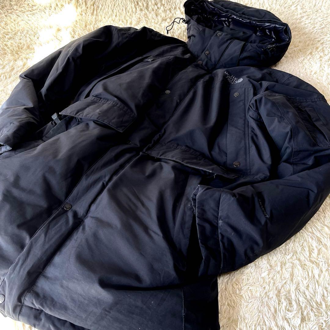 ノースフェイス　ブラックダウンジャケット　XL フード取外し可　ポケット多数