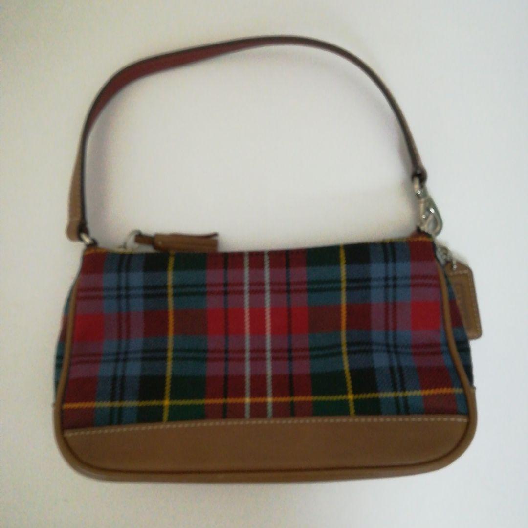 COACH コーチ アクセサリーポーチ ハンドバッグ チェック柄 赤 希少