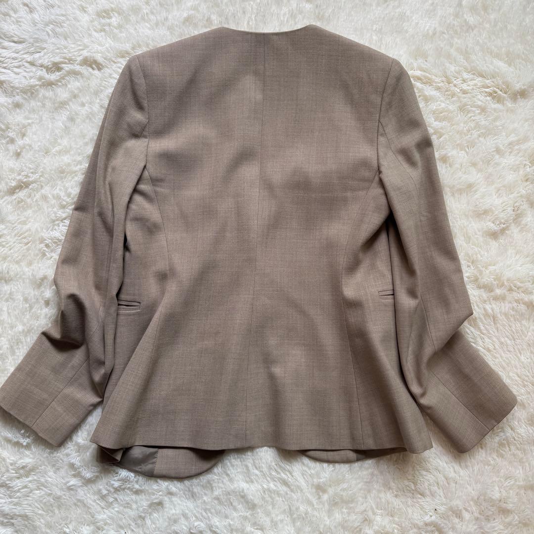 セオリー ノーカラージャケット パンツスーツ セットアップ ベージュ