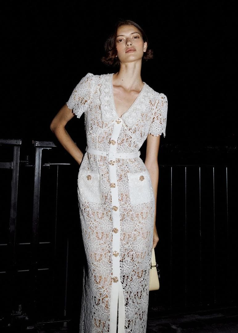 E*様 セルフポートレイト ワンピース レース 花柄 クリーム UK8 未使用