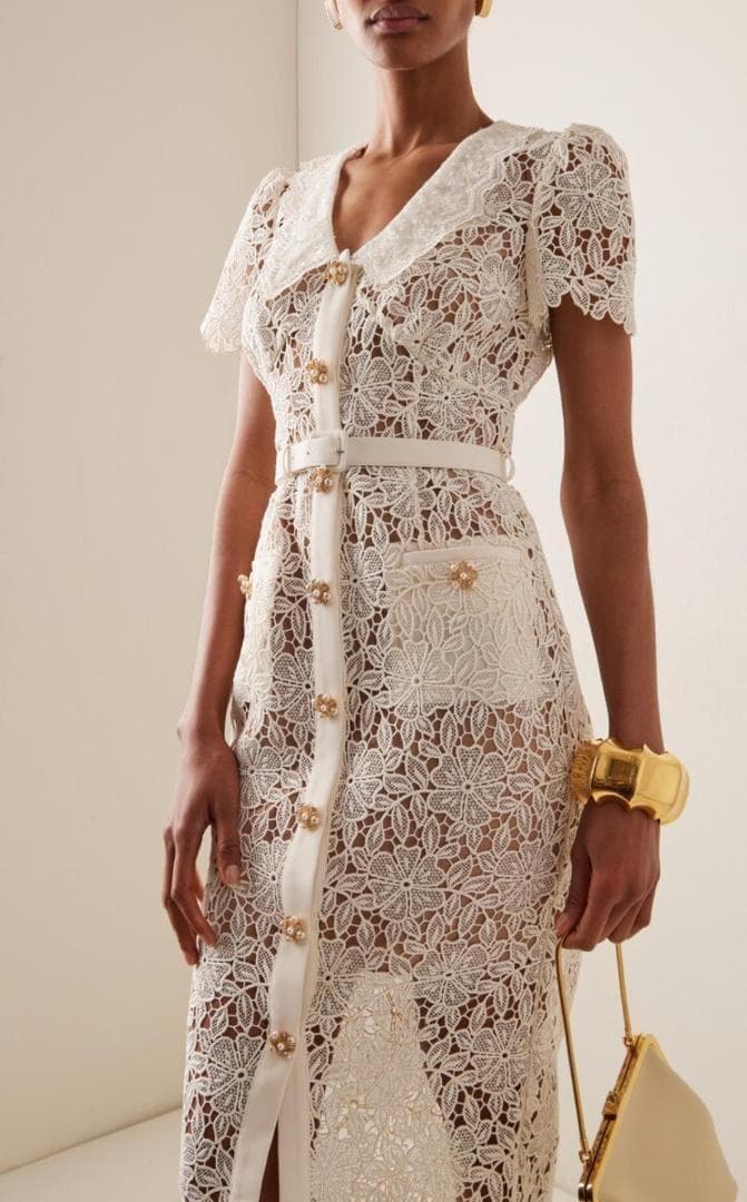 E*様 セルフポートレイト ワンピース レース 花柄 クリーム UK8 未使用