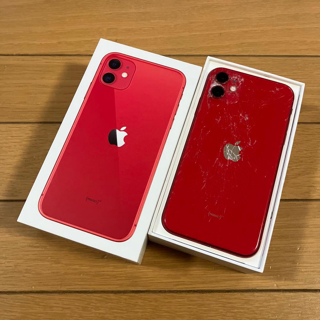 iPhone11 64GB レッド 裏面割れ