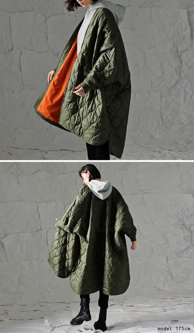 年末までSALE【antipua】キルティング MA-1ポンチョ 完売品◇カーキ