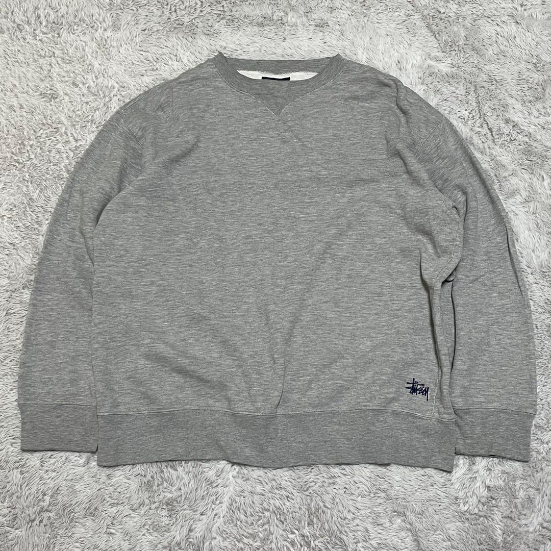 old stussy 90s 00s スウェット　紺タグ　前V 刺繍　短丈　M