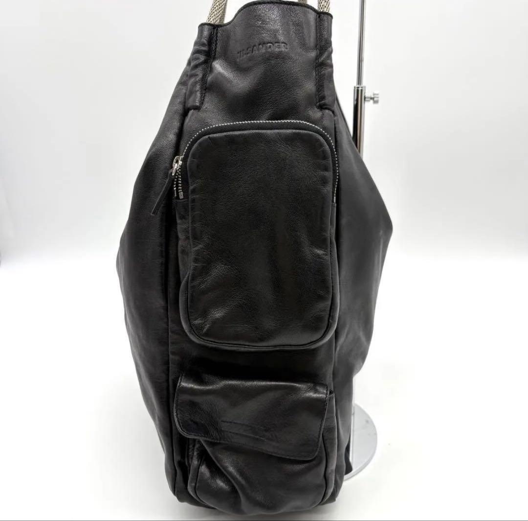 美品 JILSANDER ジルサンダー レザー トートバッグ ブラック 大容量
