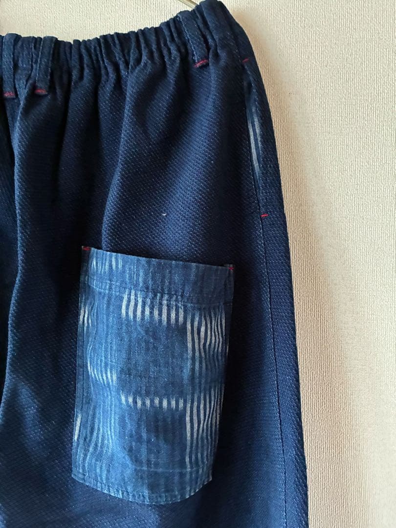 カスリラ kasurira 備後絣 紺 ストレッチデニム ワイドパンツ