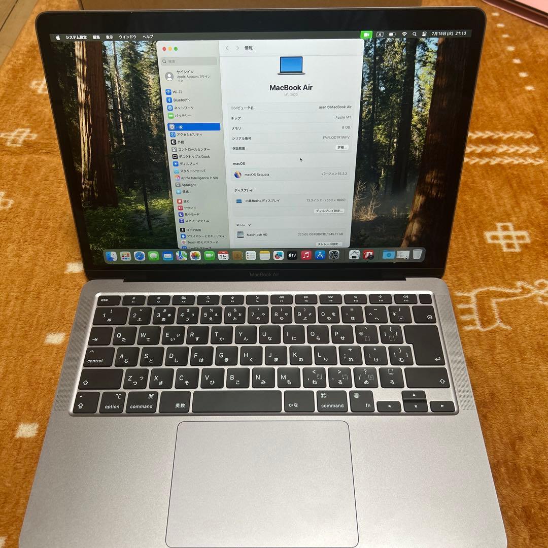 超美品MacBook Air 2020 A2337 M1 メモリ8GB