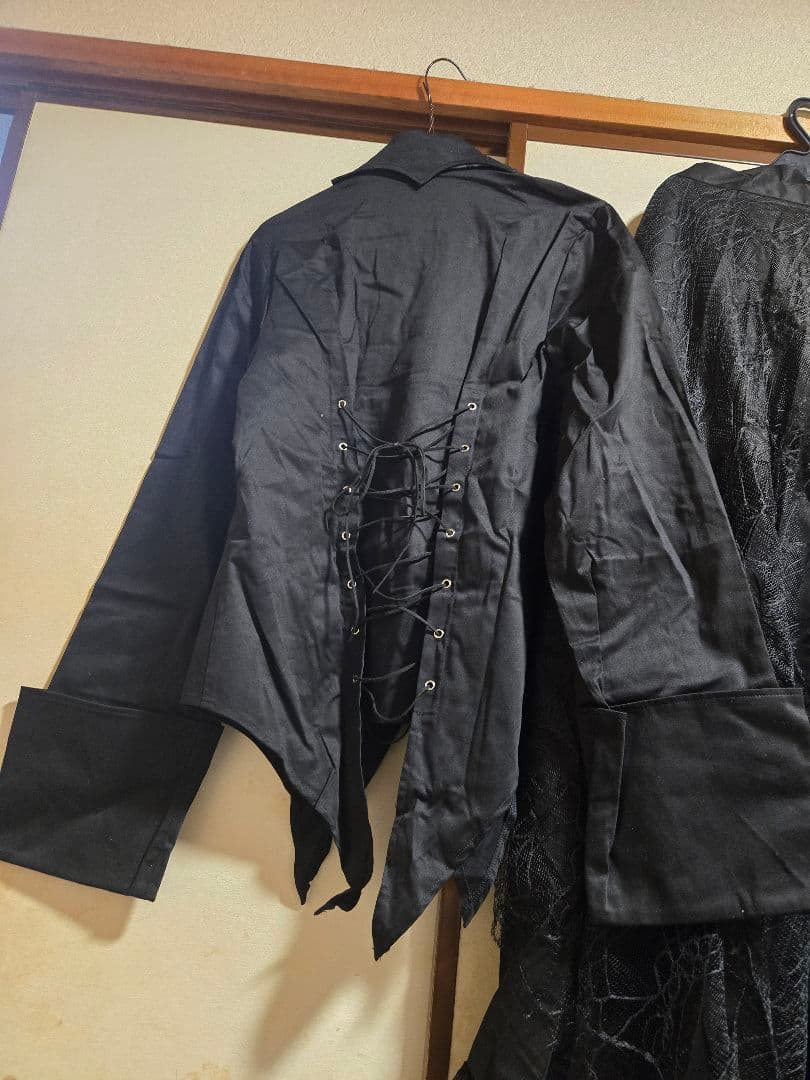 BODYLINE燕尾編み上げブラウス＆蝙蝠ネクタイ＆蜘蛛の巣レーススカートセット