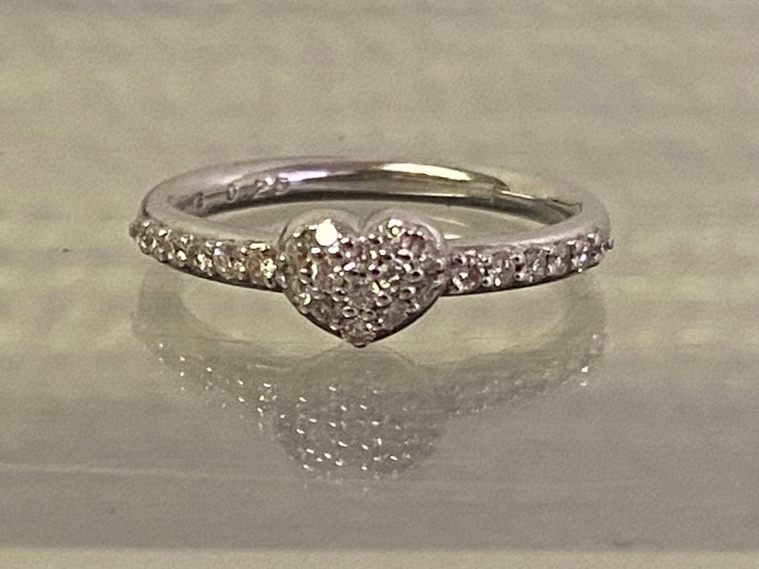 ポンテヴェキオ ダイヤ0.25ct ハート リング K18WG 1.5cm 7号