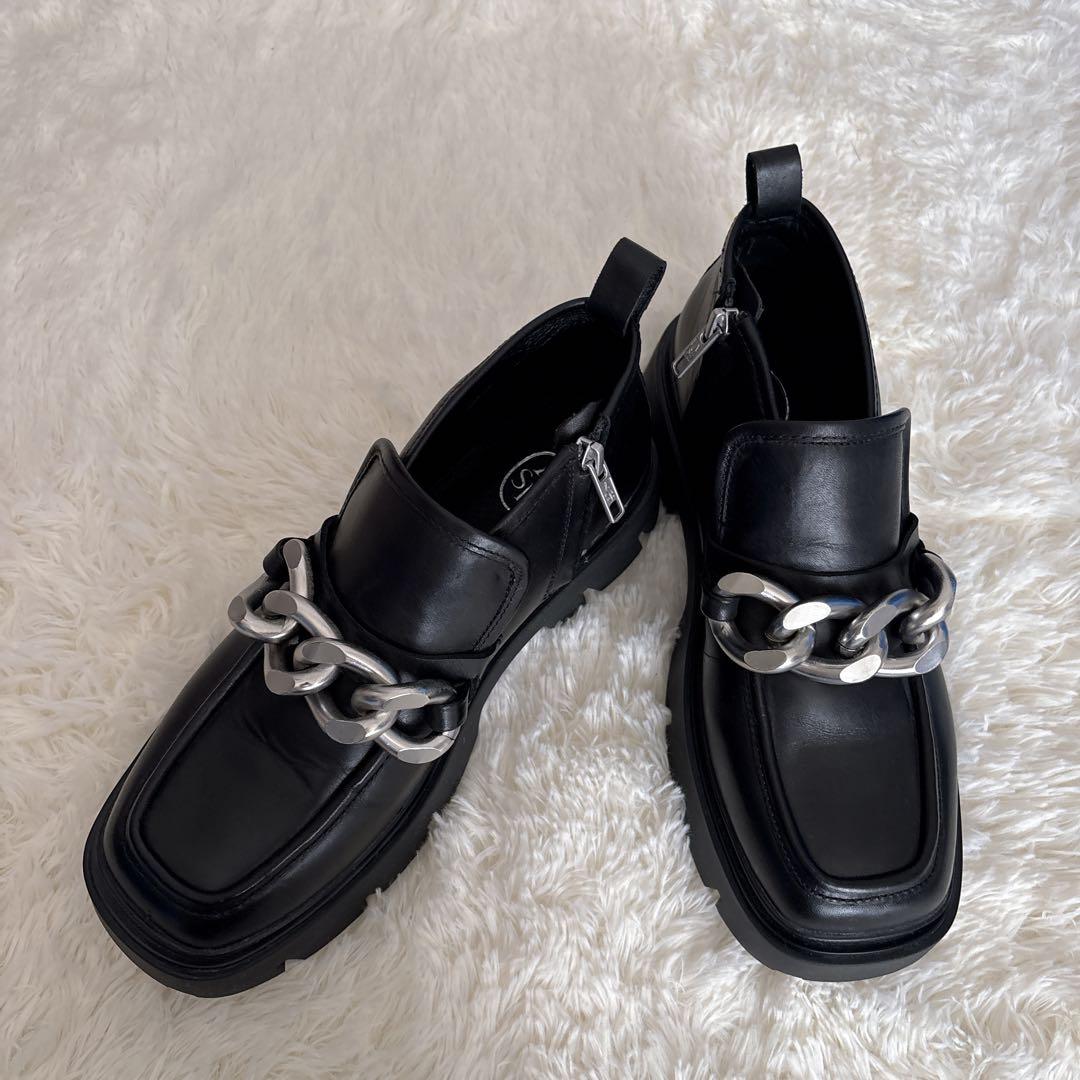 ASH 厚底 トラックソール サイドファスナーチェーン ショートブーツ