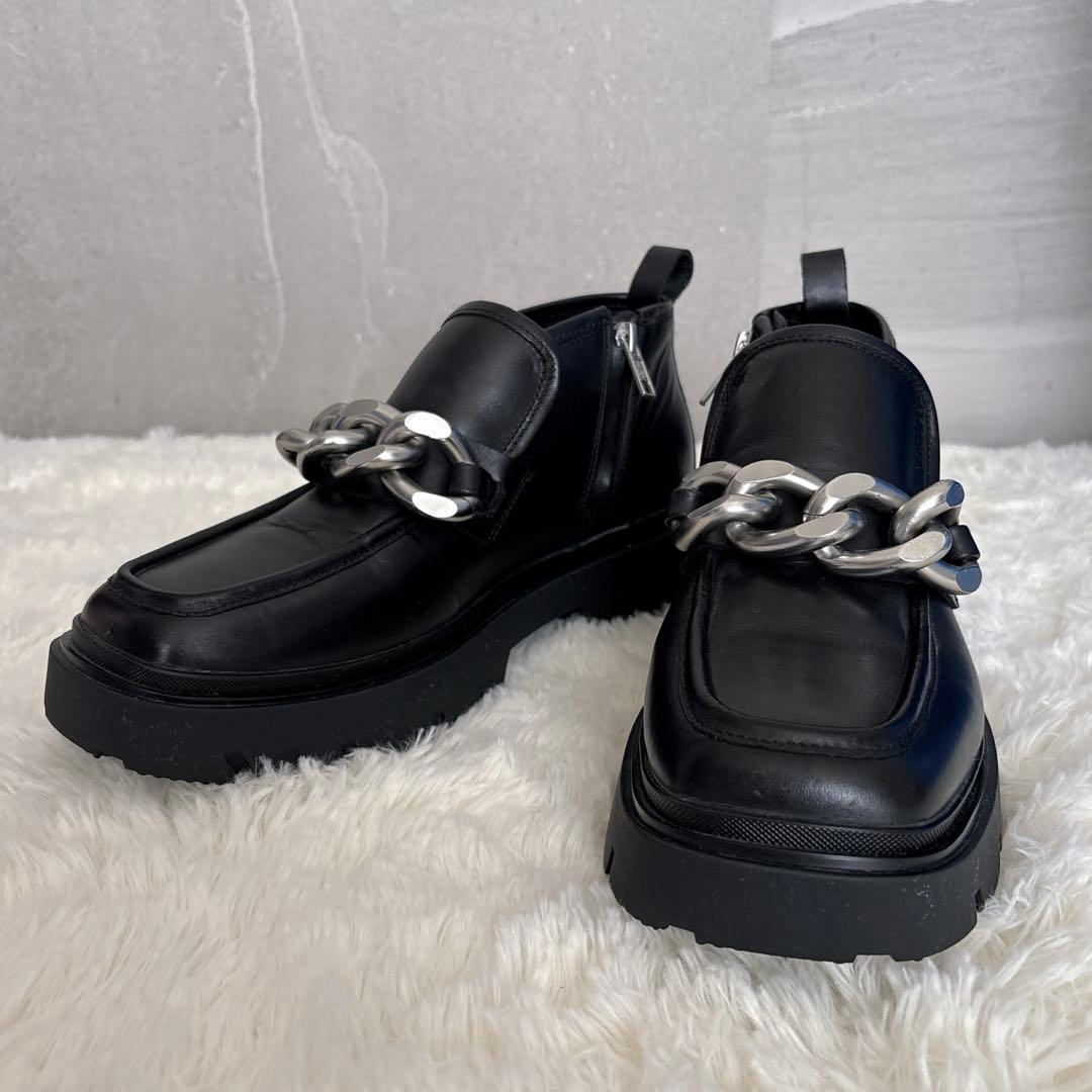 ASH 厚底 トラックソール サイドファスナーチェーン ショートブーツ