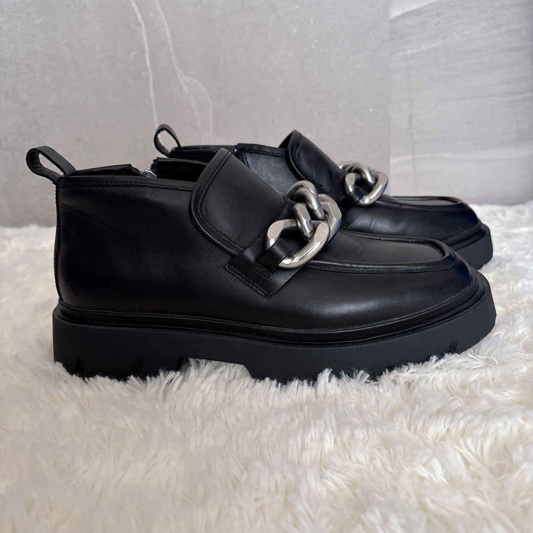 ASH 厚底 トラックソール サイドファスナーチェーン ショートブーツ