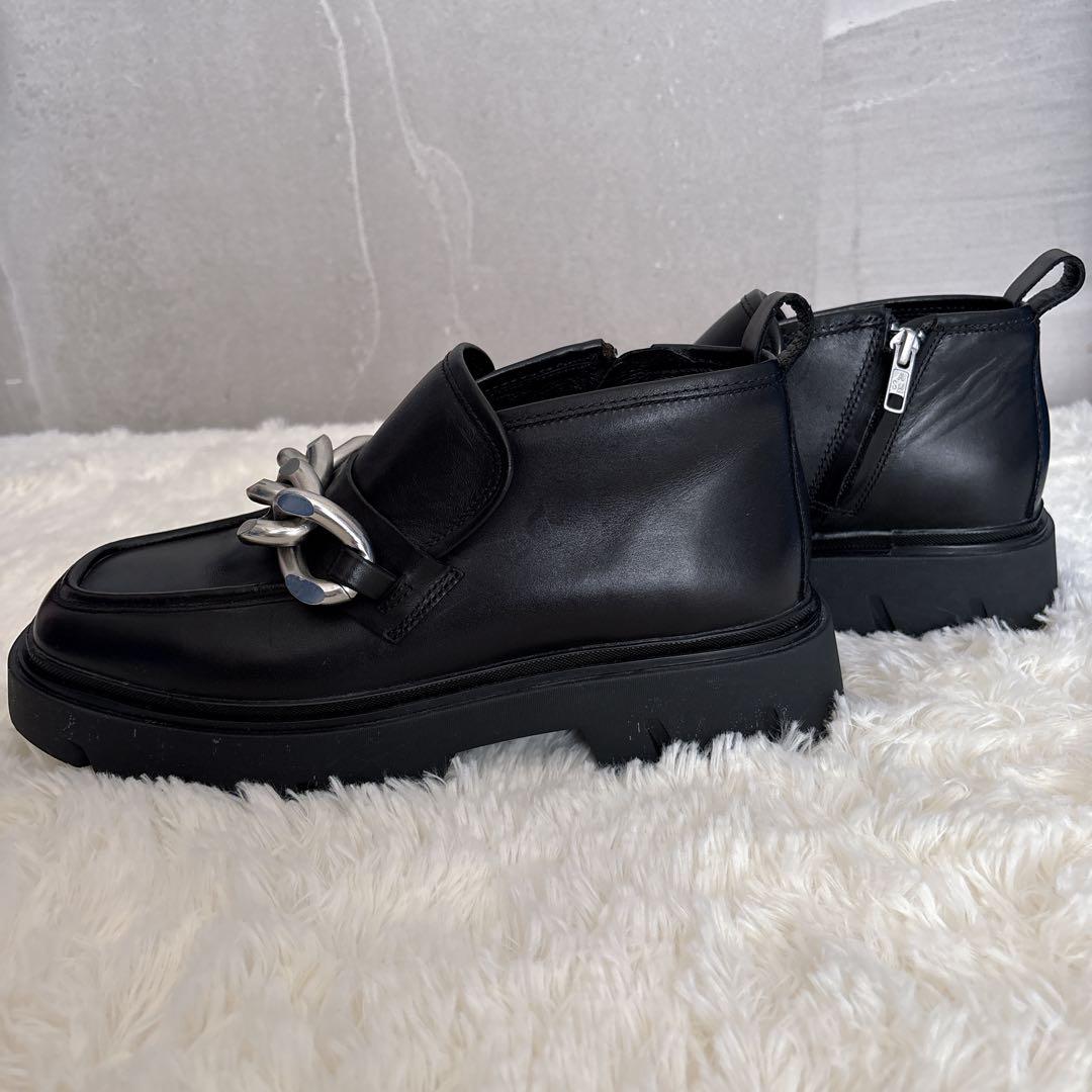 ASH 厚底 トラックソール サイドファスナーチェーン ショートブーツ