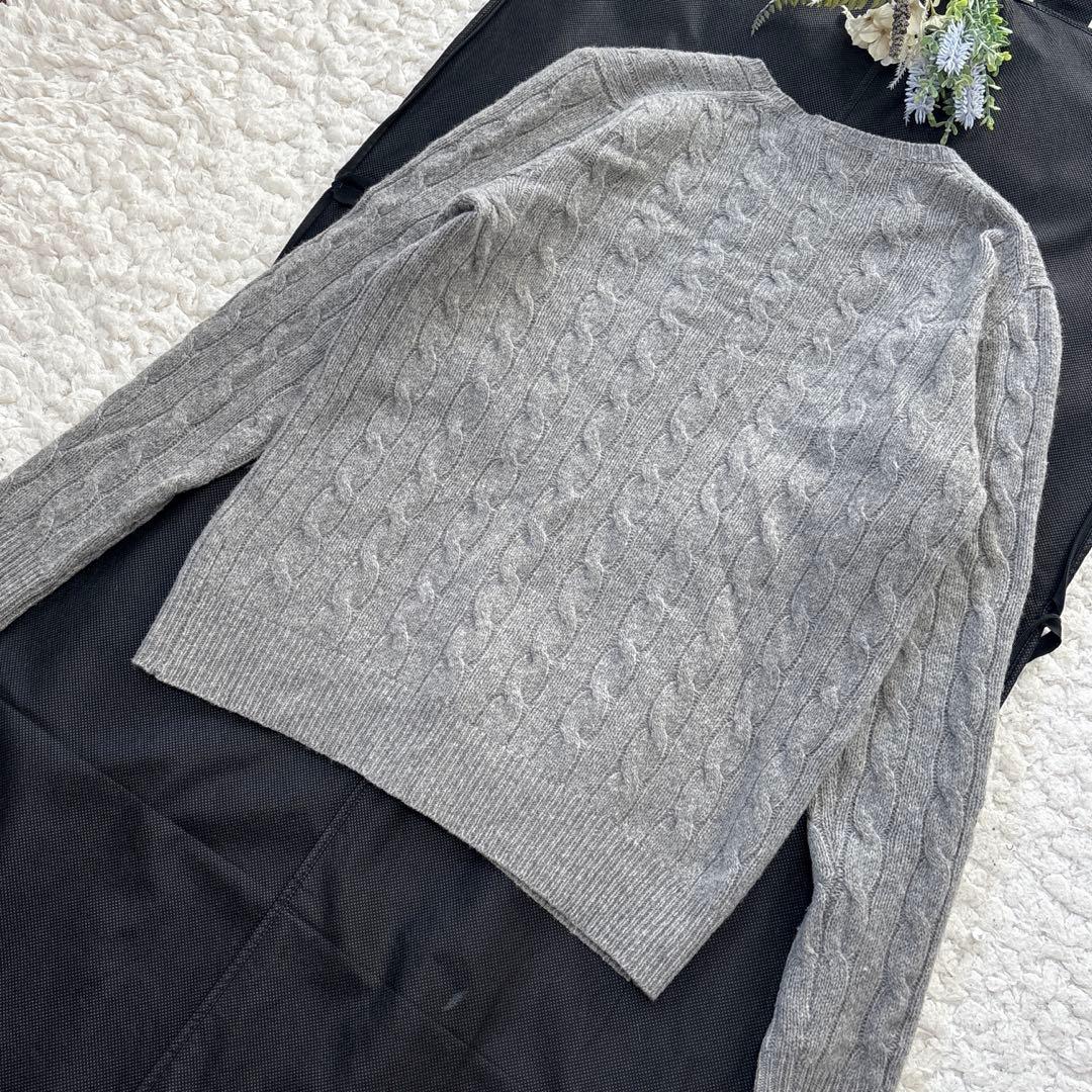 【カシミヤ混♡】ポロラルフローレン 長袖 ケーブルニット 丸襟 ロゴ刺繍 M