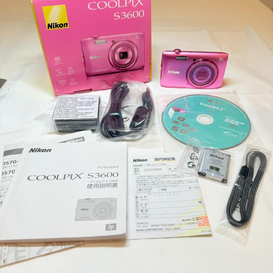 【新品】Nikon COOLPIX S3600 ピンク コンパクトデジタルカメラ