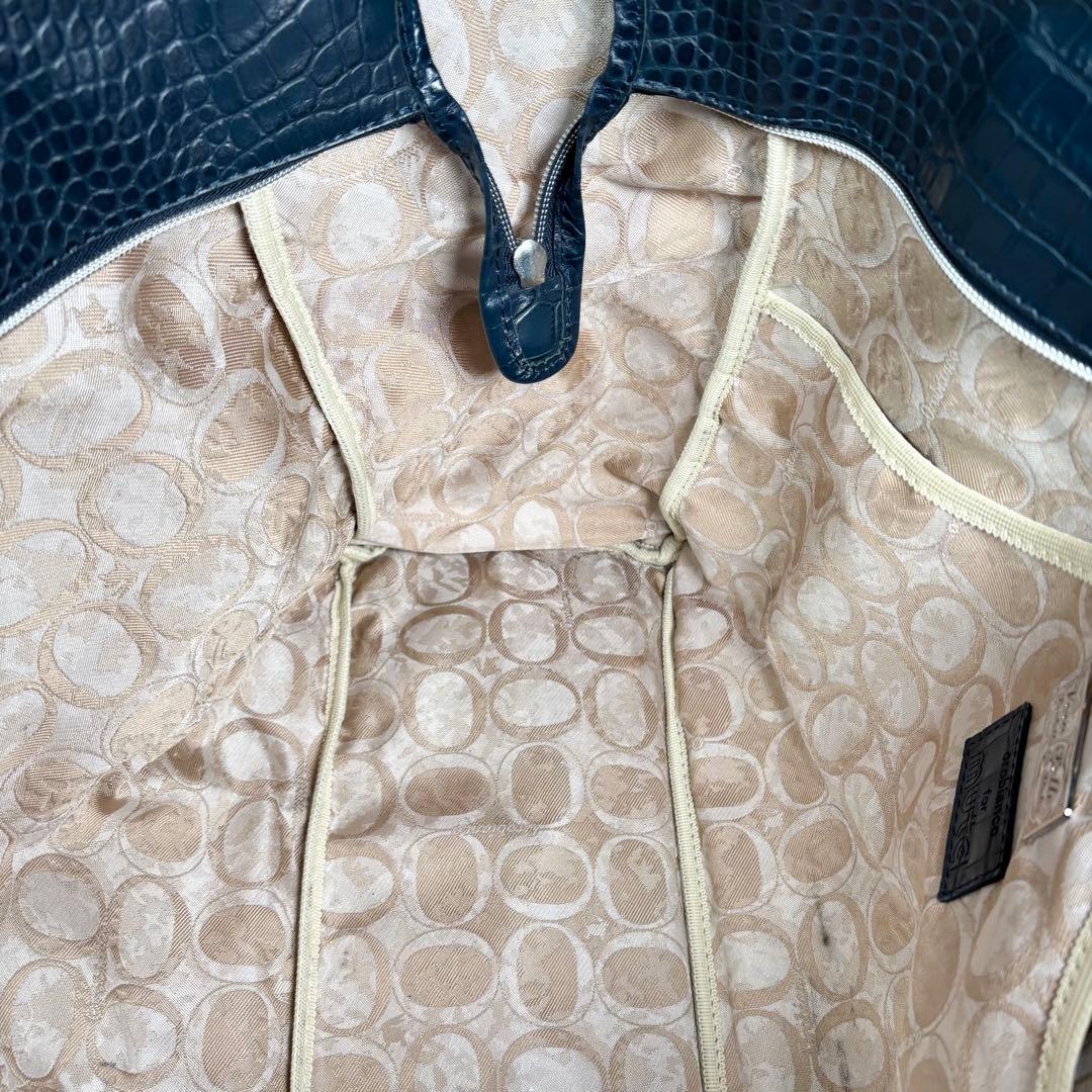 ちびじゅん様　オロビアンコ　トートバッグ　クロコ型押し　ネイビー　大容量ビジネス